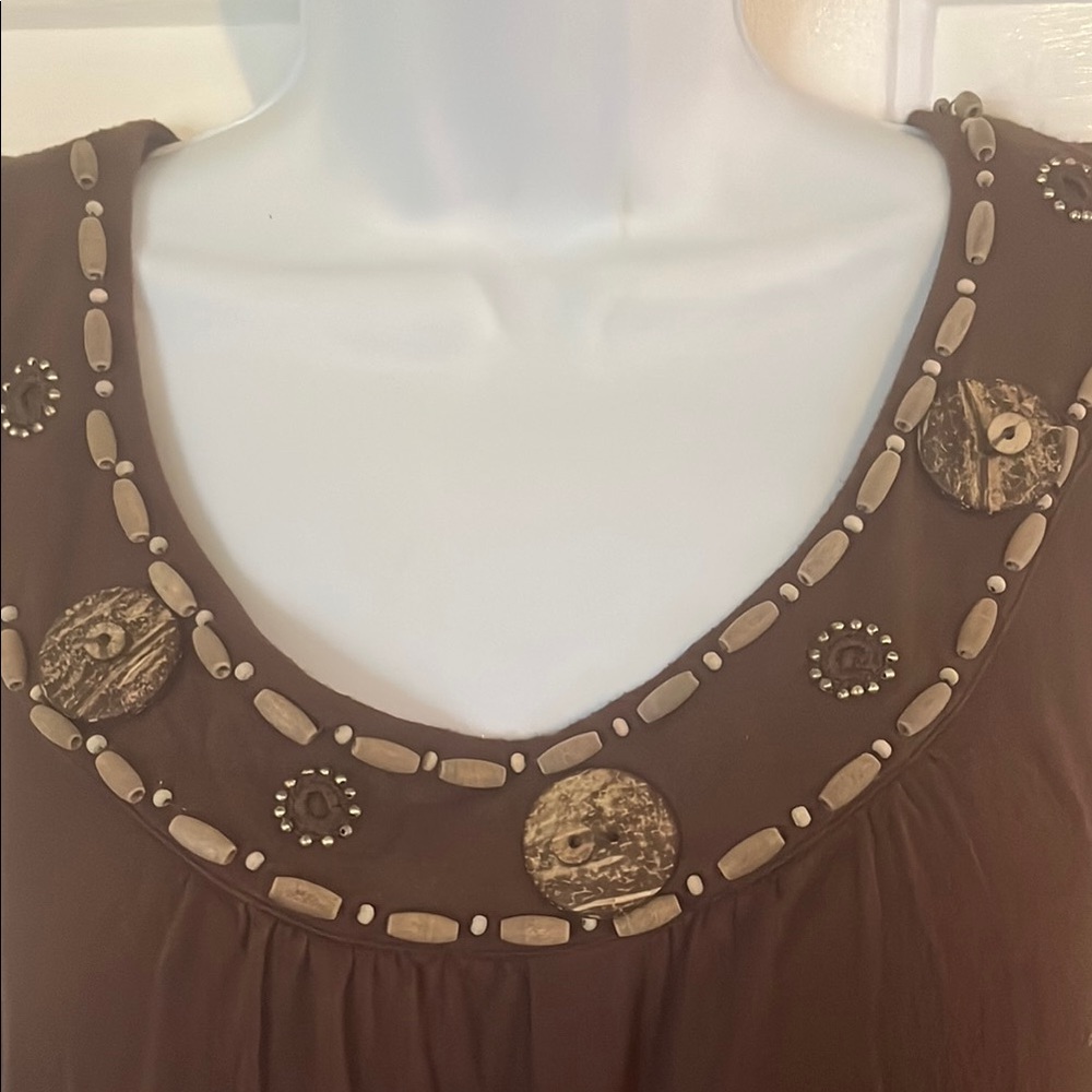 Dress Barn Brown Embellished Tank Top (18) - Picture 2 of 3